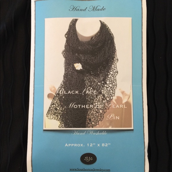 SJC 12” x 82” Handmade ‘Black Lace’ Scarf - Picture 2 of 5